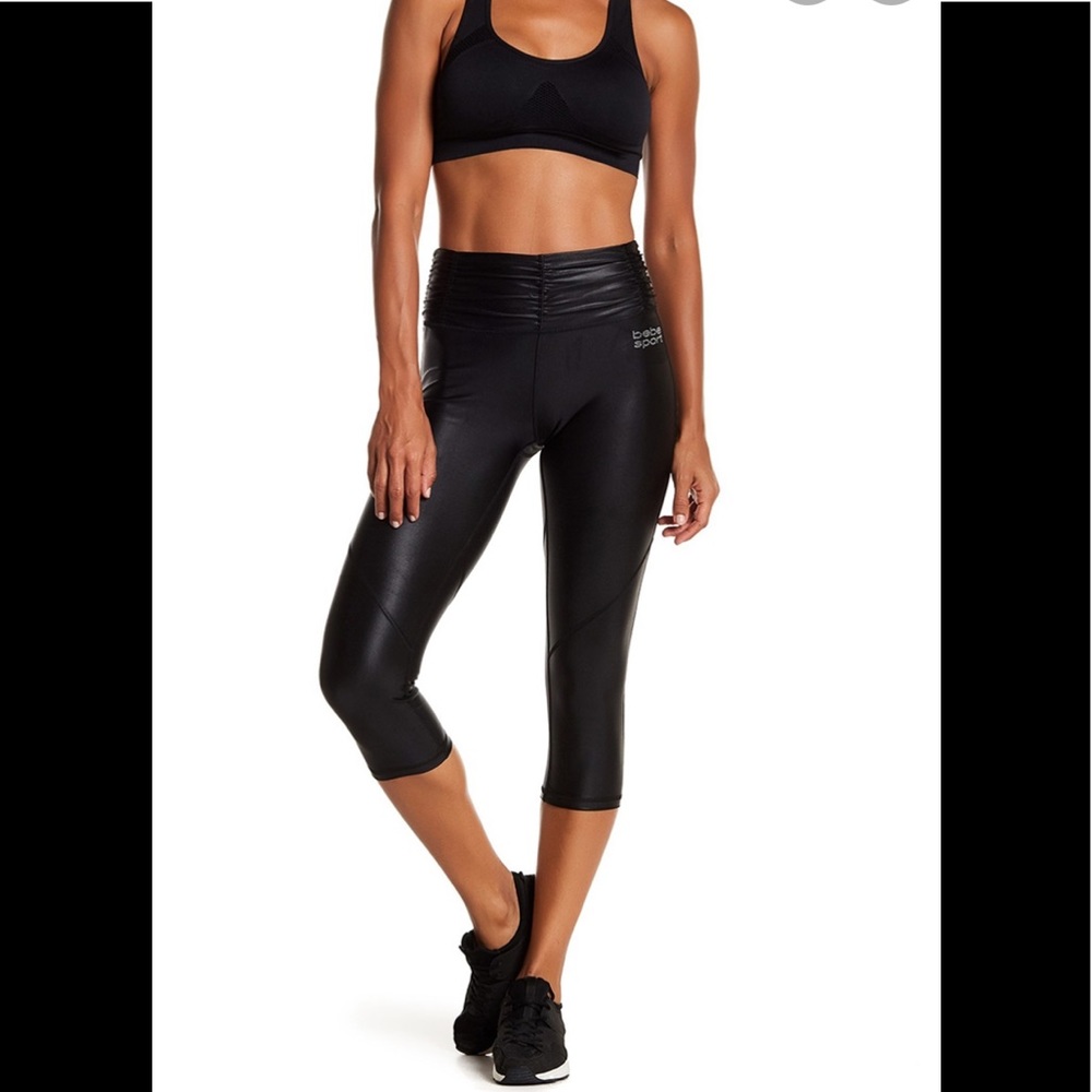 Bebe cropped ruched leggings NWT